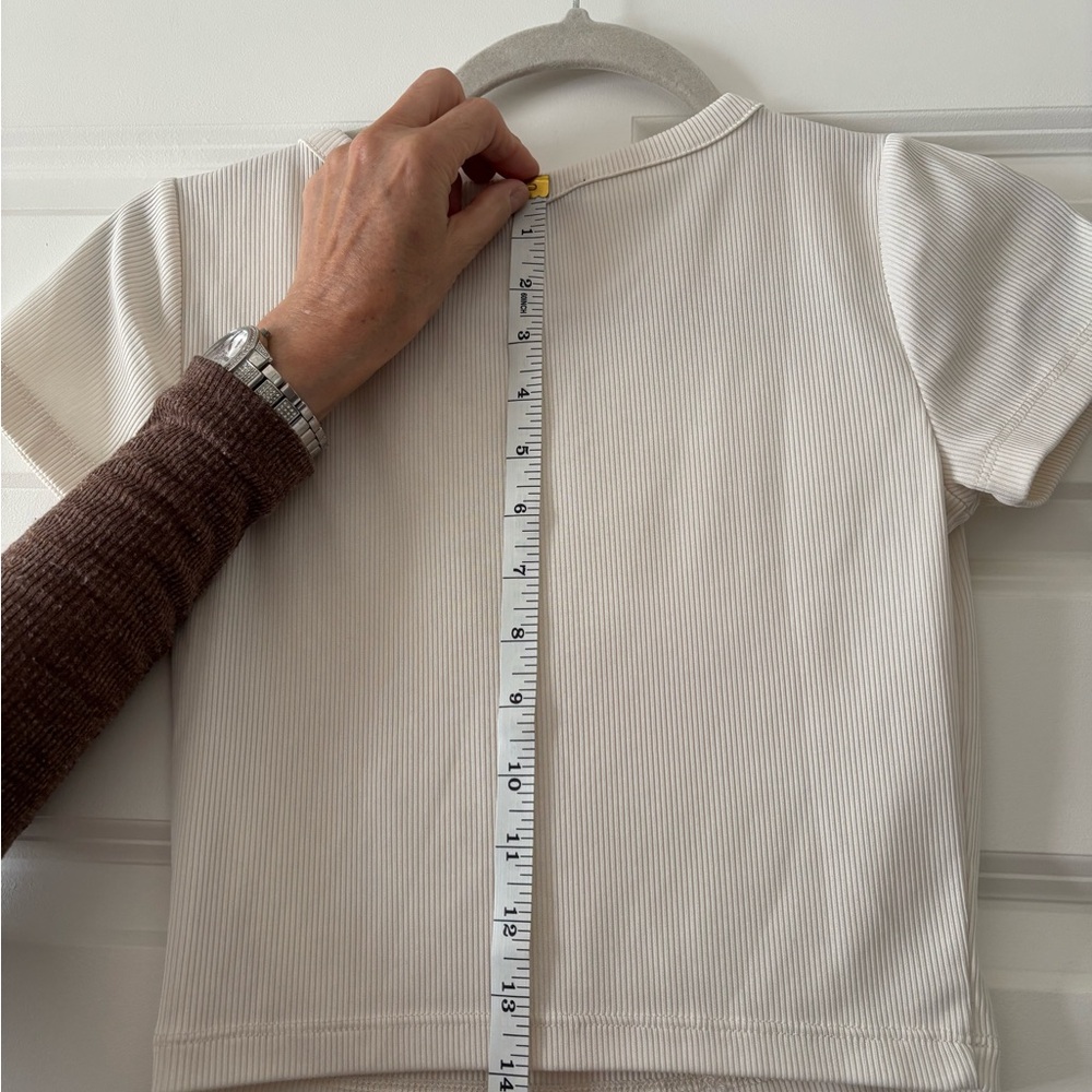 Ivory Ribbed Crop T-Shirt - Picture 4 of 4